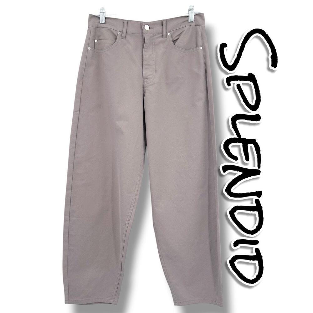 Splendid Carson Barrel Leg Pants Taupe Elastic Back Womens Small Trendy Neutral